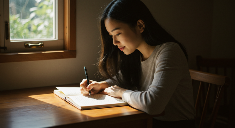 Person writing in a notebook